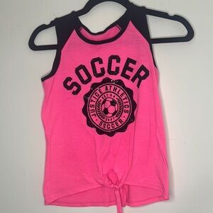 Justice Pink and Black Soccer Tank Top